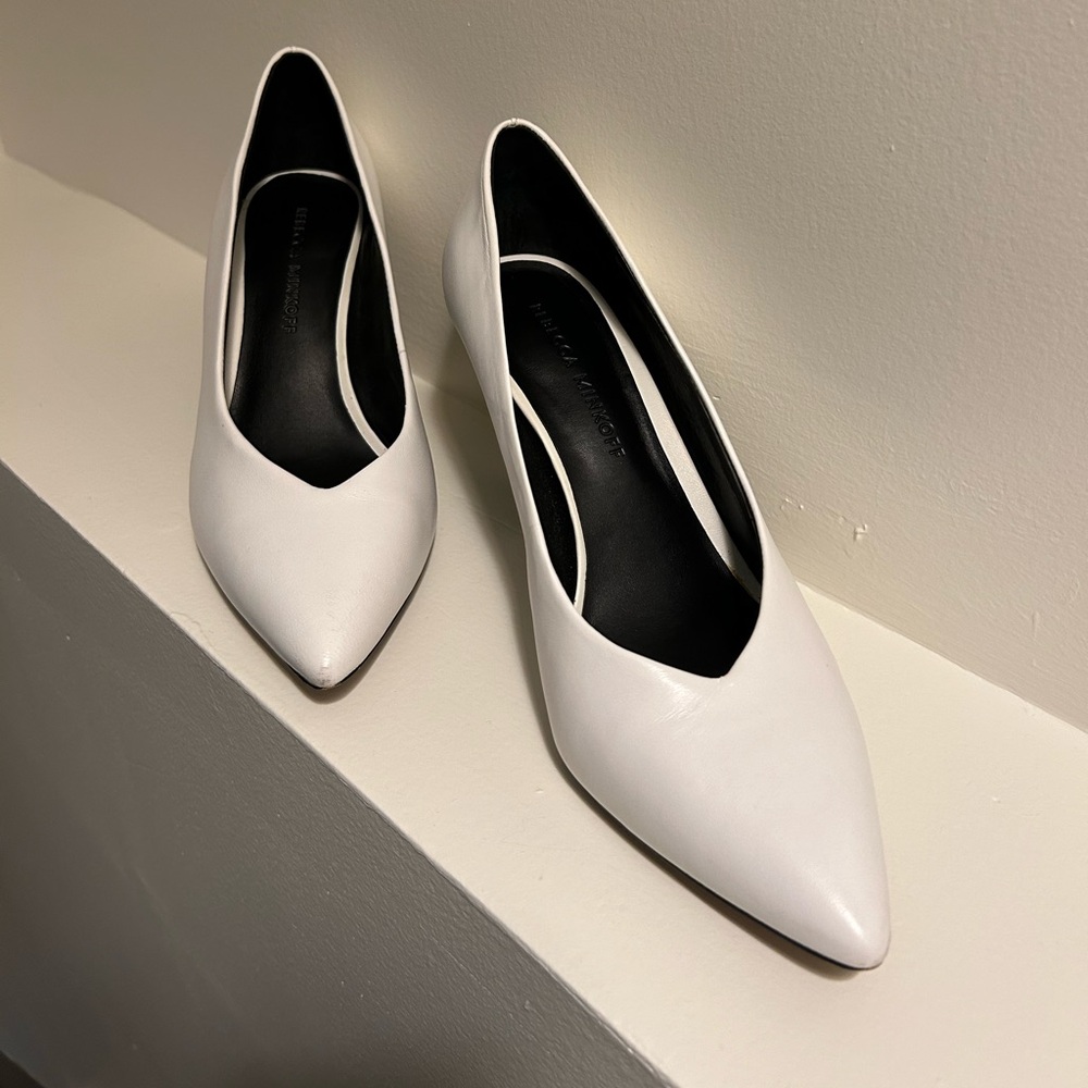 Rebecca Minkoff white heels 2.5”